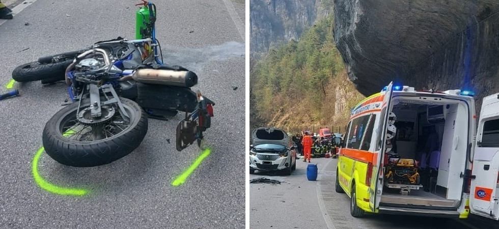 Perde il controllo della moto che sbatte contro l’auto, giovanissima motociclista in ospedale